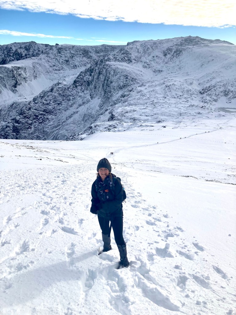 Looking down towards Llyn y Cwn and to Glyder Fach