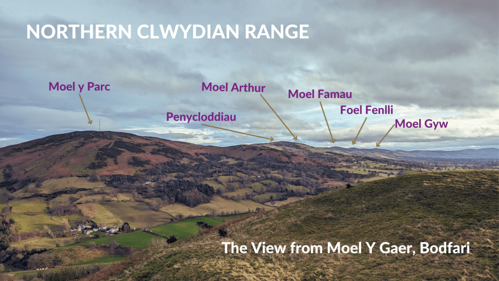 northern clwydian hills viewed from moel y gaer bodfari