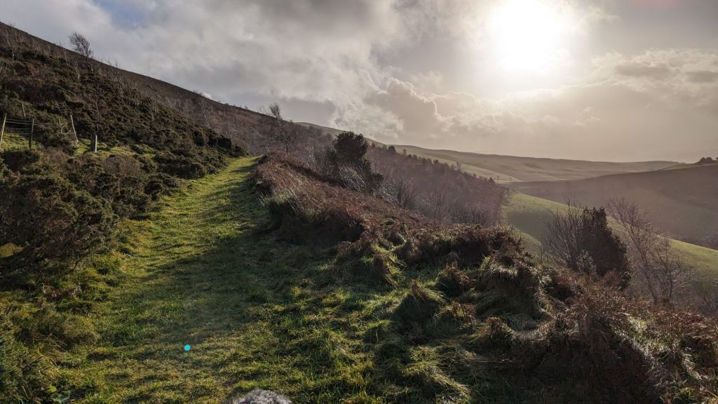 The Offas Dyke Path that skirts along the side of Moel Gyw
