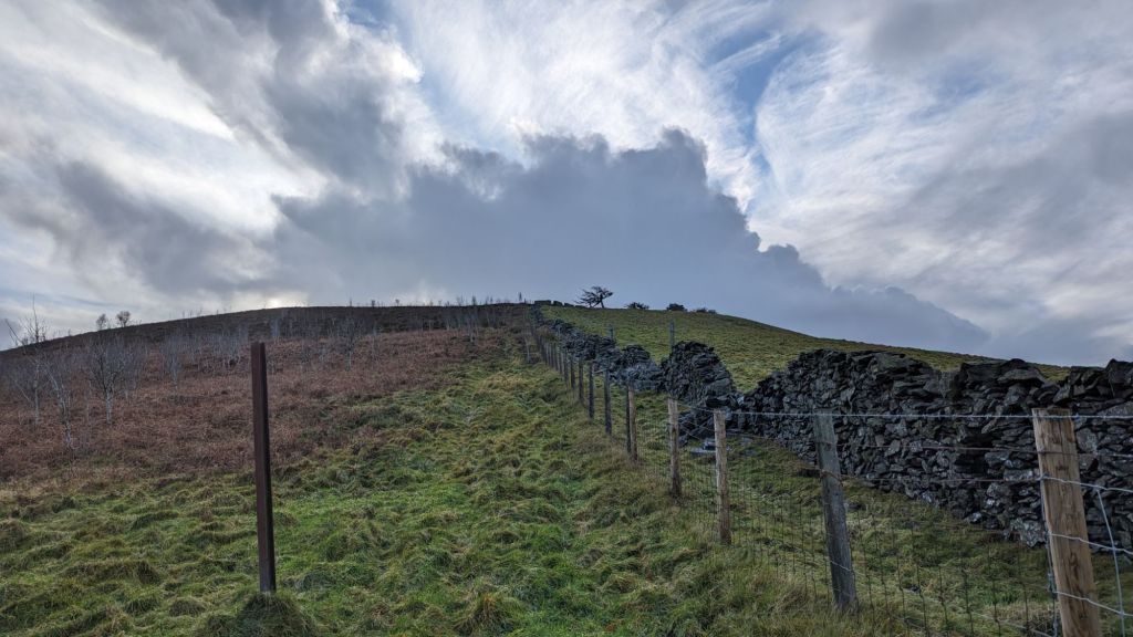 Looking back up to the summit of Moel Gyw