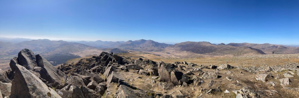 View from Moel Siabod to the Snowdonia Massif and Ogwen Valley