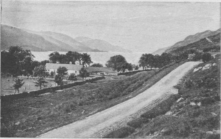 GENERAL WADE'S ROAD NEAR FORT AUGUSTUS, WITH LOCH NESS IN THE DISTANCE.