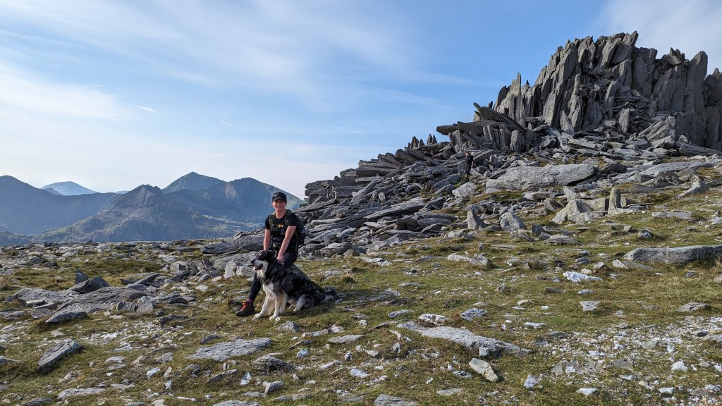 Ziggy and me on Glyder Fawr in front of Castell Y Gwynt