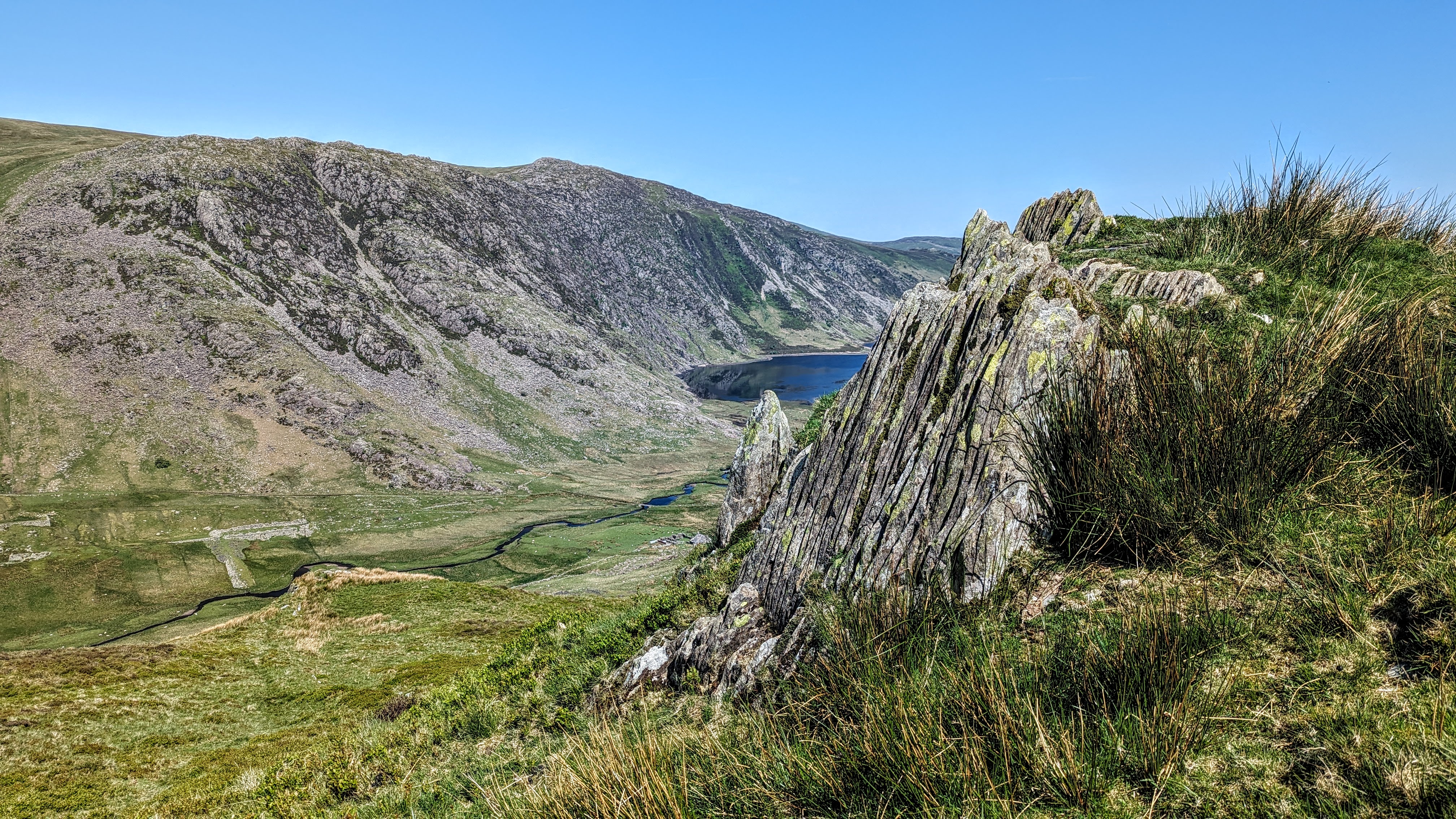 on the way up to Pen llithrig Y Wrach with llyn Eigiau still just visible
