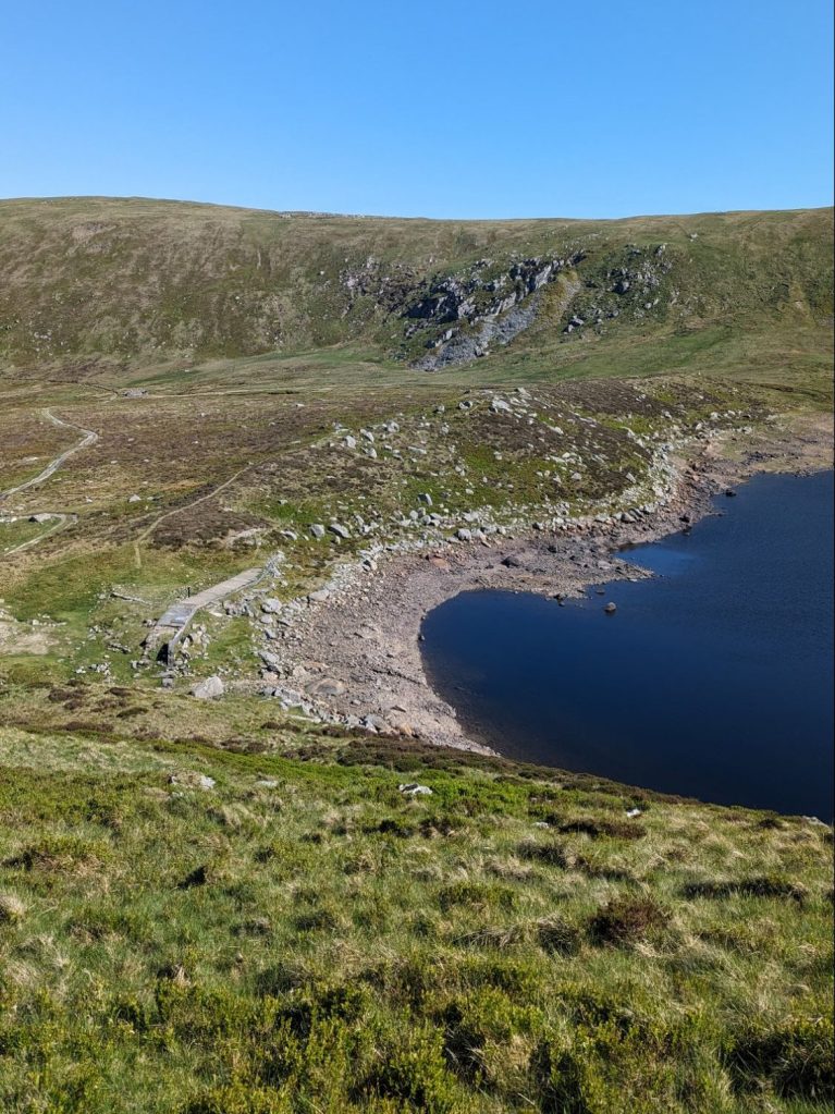 Llyn Melynllyn, the path takes you round to the left of it, in between the two reservoirs. It's a fairly easy descent, nothing too steep