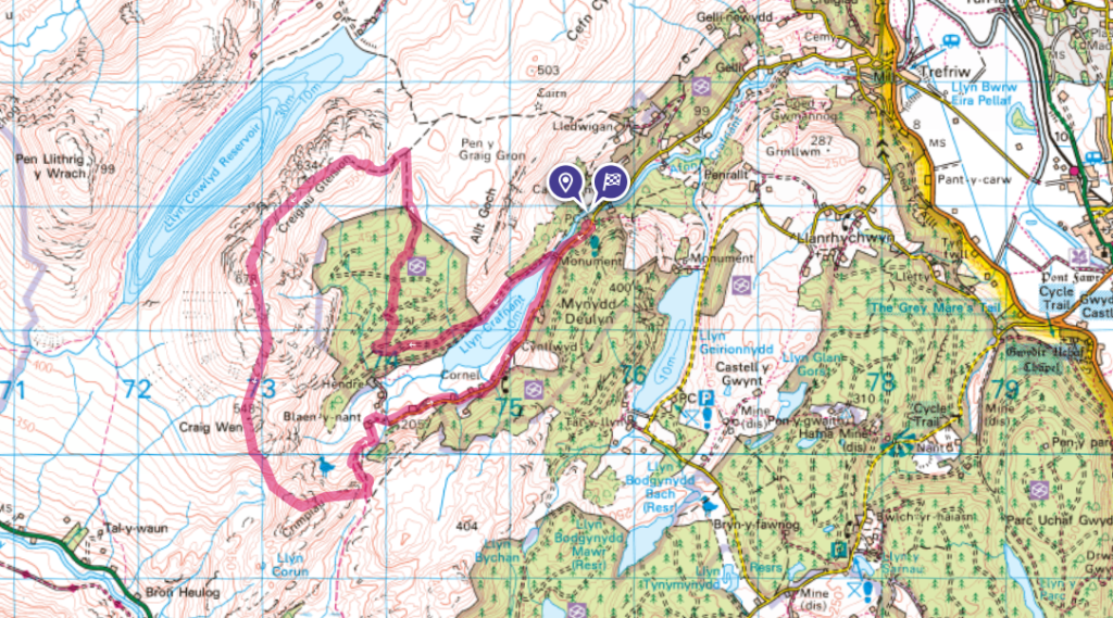 Craftnant Circular Route and Map