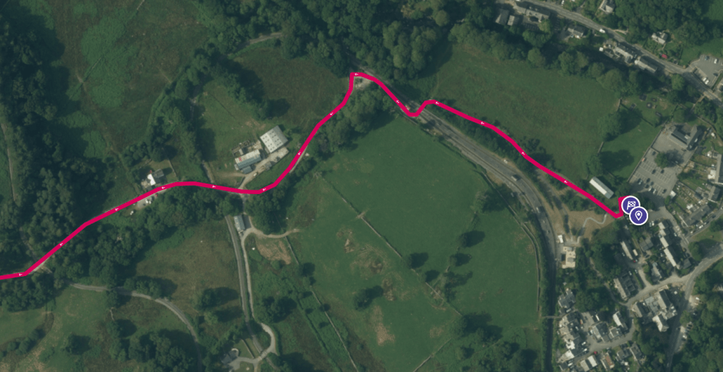 aerial view map of the start of Moel Hebog walk